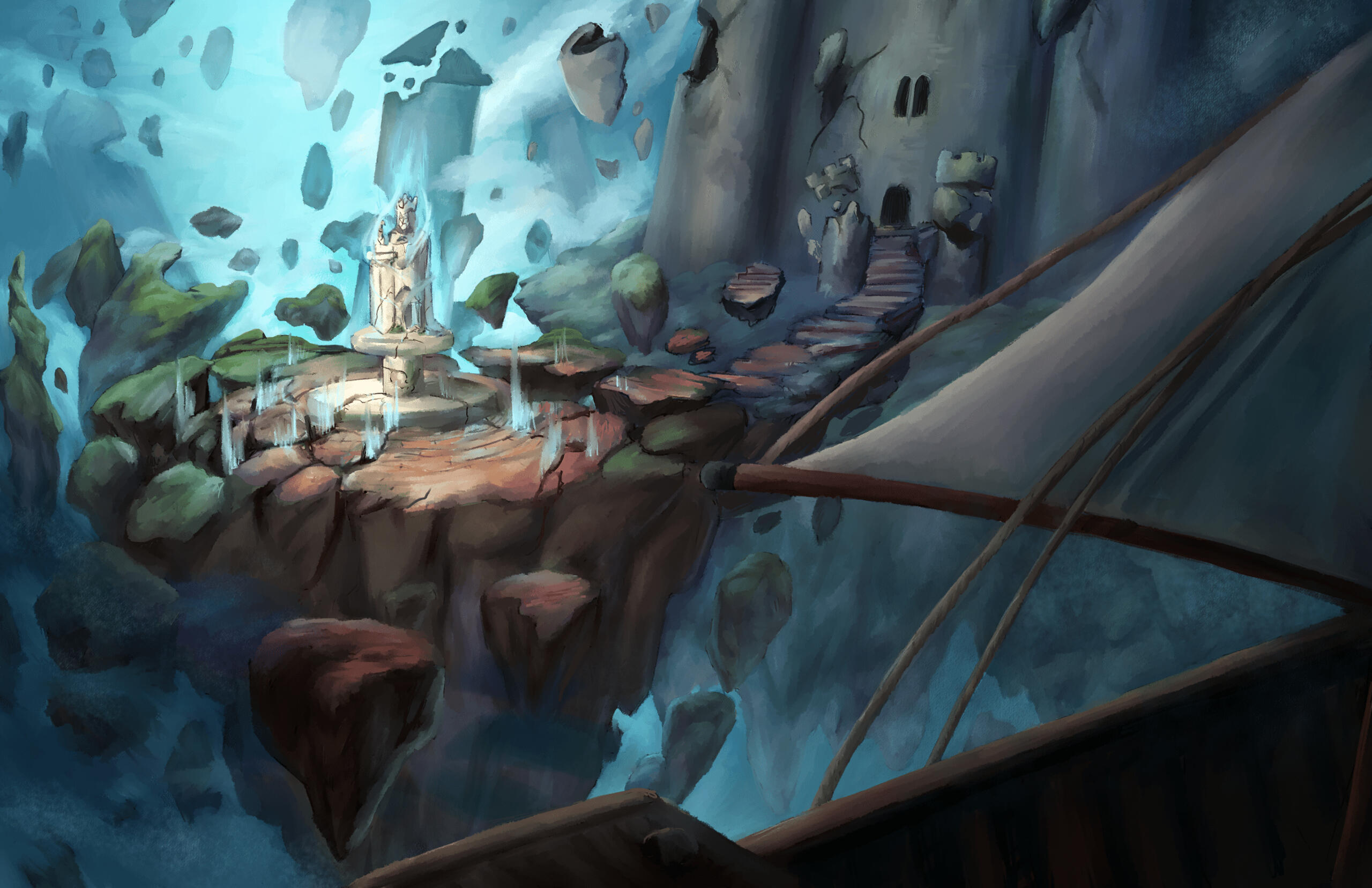 Arena where the final boss fight would take place, outside the king's dilapidated castle.