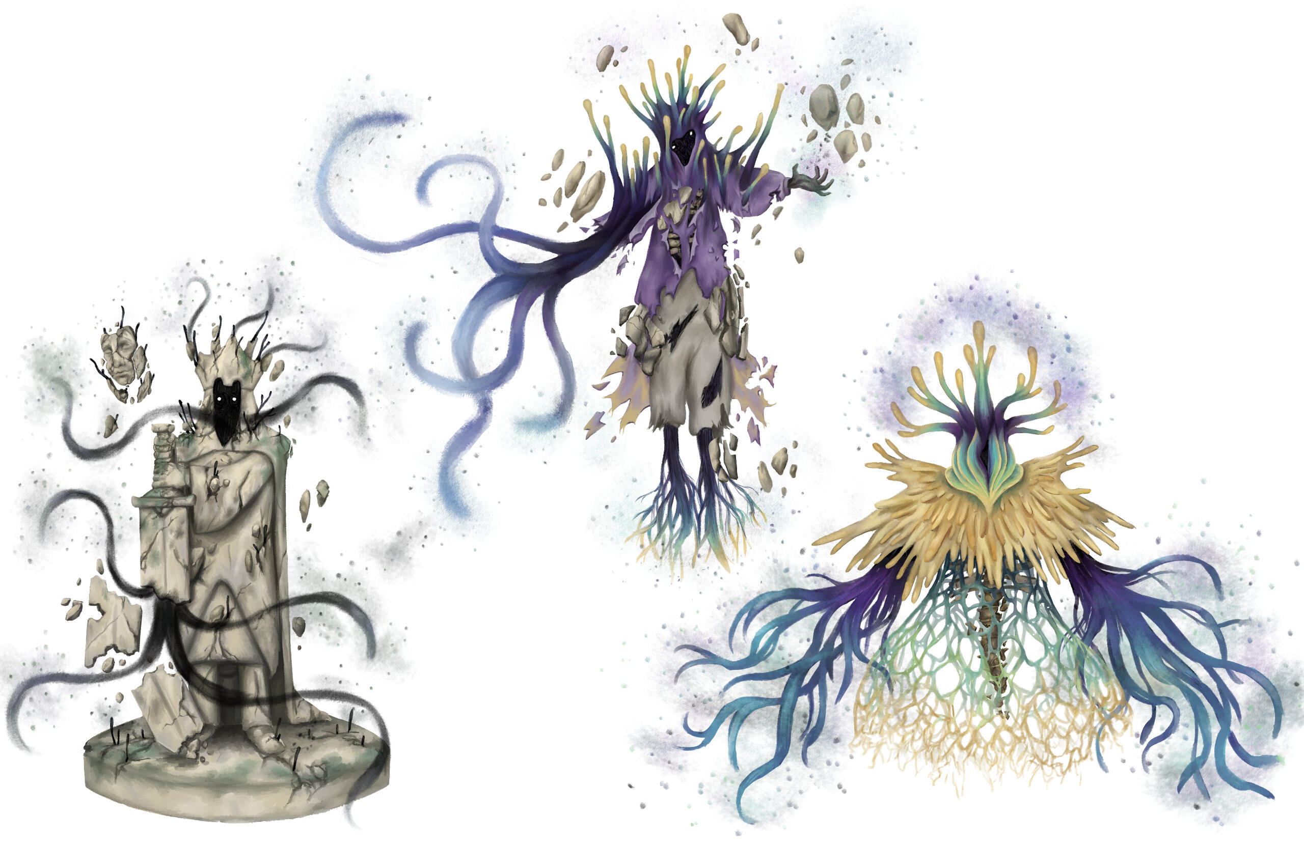 Three stages of the final boss fight